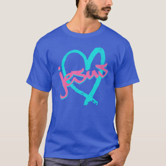 T-shirt I Love Jesus Vintage 80s 90s Blue and Pink friend