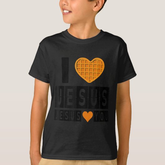 T-shirt I Love Jesus Waffle Heart Jesus Loves You Funny Br (Devant)