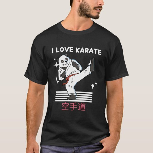 T-shirt I Love Karate Kawaii Panda Karate japonais Anime (Devant)