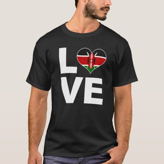 T-shirt I Love Kenya Heart Flag Kenya (Devant)