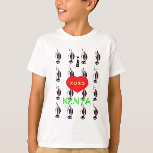 T-shirt I Love Kenya Massai Art Print (Devant)