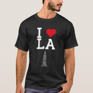 T-shirt I Love LA Cool Heart Flag Los Angeles America Pun