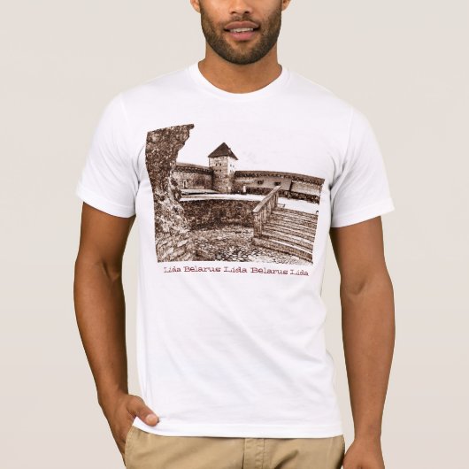 T-shirt I Love Lida Belarus Architecture Castle Sketch (Devant)