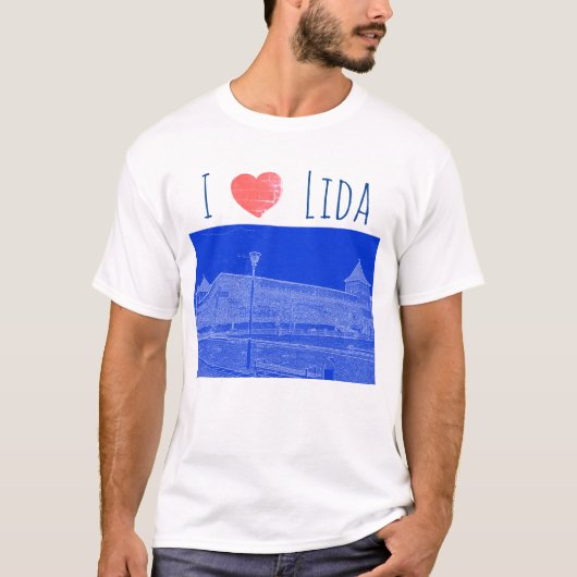 T-shirt I Love Lida Belarus Architecture Castle Sketch (Devant)