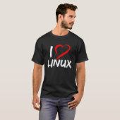 T-shirt I Love Linux with Heart Penguin Tux Open Source Os (Devant entier)