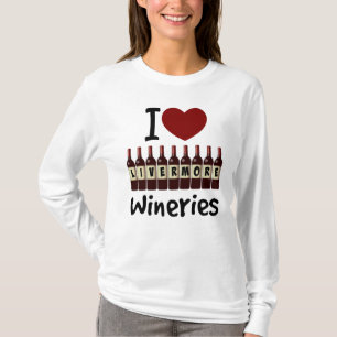 T-shirt I Love Livermore Wineries Coeur et bouteilles de v