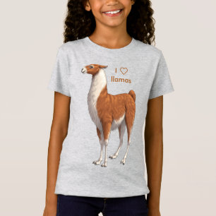 T-Shirt I Love Llamas Brown & Blanc Llama