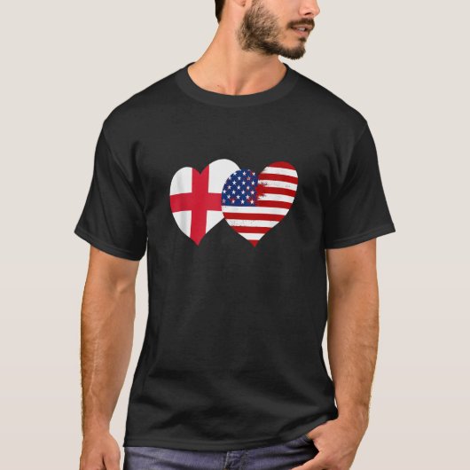 T-shirt I Love London I Love USA Cool England USA Flag Hea (Devant)