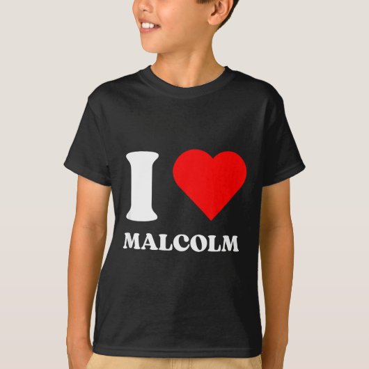 T-shirt I Love Malcolm I Heart Malcolm Name Y2k Valentines (Devant)