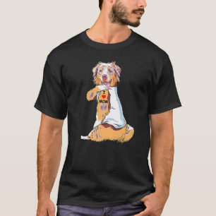T-shirt I Love Maman Tattoo Australian Shepherd Mom Chien 