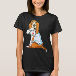 T-shirt I Love Maman Tattoo Basset Hound Maman Chien Femme