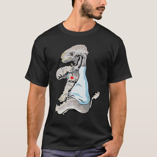 T-shirt I Love Maman Tattoo Bedlington Terrier Maman Chien (Devant)