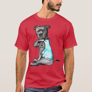 T-shirt I Love Maman Tattoo Pitbull Amoureux des chiens Fe