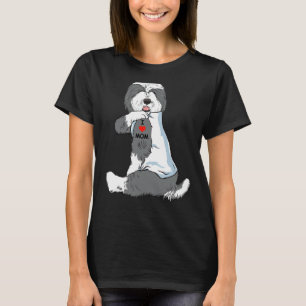 T-shirt I Love Maman Tattoo vieux anglais Sheepdog Maman C