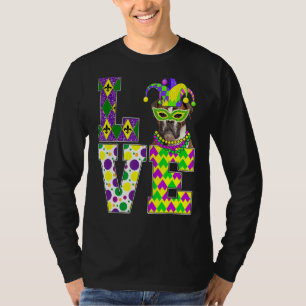 T-shirt I Love Mardi Gras Boxer Dog Funny Mask Festival