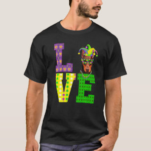 T-shirt I Love Mardi Gras Doberman Chien Hommes Femmes Enf