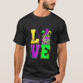 T-shirt I Love Mardi Gras Funny American Eskimo Dog Mask C (Devant)