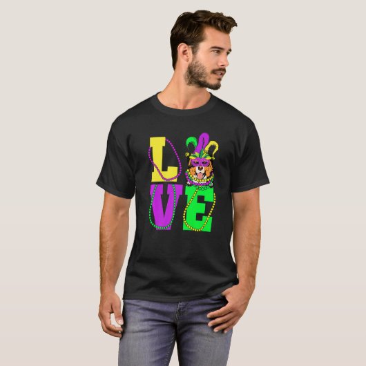 T-shirt I Love Mardi Gras Funny Bernese Mountain Dog Mask (Devant entier)