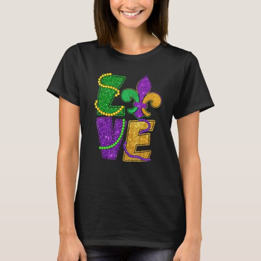 T-shirt I Love Mardi Gras Funny Parties scintillant Mardi (Devant)