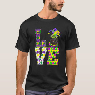 T-shirt I Love Mardi Gras Newfoundland Chien Funny Mask Fe