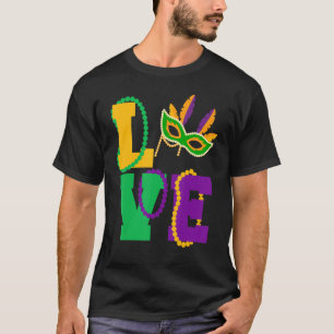 T-shirt I Love Mardi Gras Tee Mardi Gras Mask Party Costum