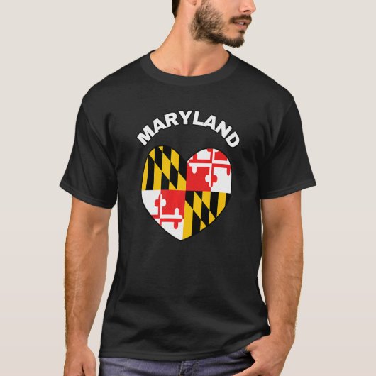 T-shirt I Love Maryland MD State Flag Heart Baltimore Hon (Devant)