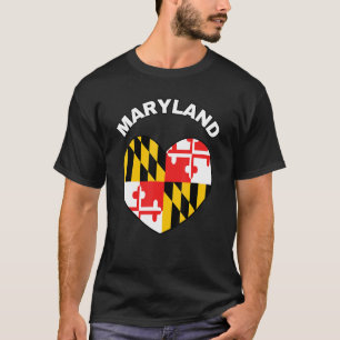 T-shirt I Love Maryland MD State Flag Heart Baltimore Hon