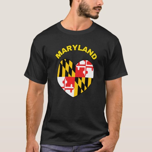 T-shirt I Love Maryland MD State Flag Heart Baltimore Hon (Devant)