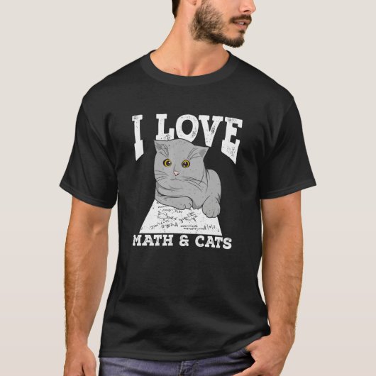 T-shirt I Love Math And Cats (Devant)