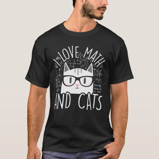 T-shirt I Love Math And Cats Kitty Chat Algebra Calculus G (Devant)