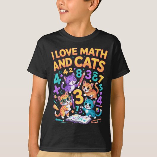 T-shirt I Love Math And Cats Teacher Student  (Devant)