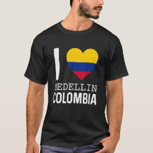 T-shirt I Love Medellin Colombia Drapeau Carte Colombian P