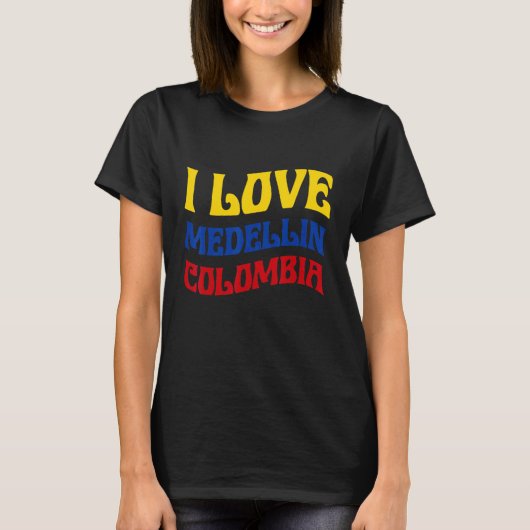 T-shirt I Love Medellin Colombia Drapeau Carte Colombian P (Devant)