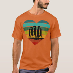T-shirt I Love Meerkats Coeur rétro