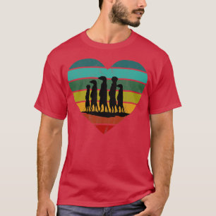 T-shirt I Love Meerkats Coeur rétro