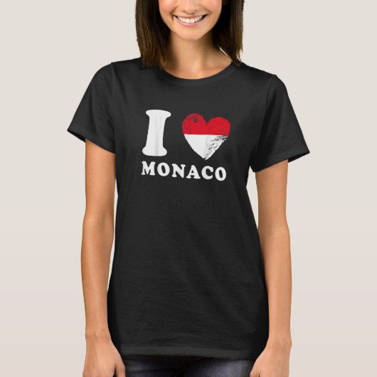 T-shirt I Love Monaco Drapeau en forme de coeur Monaco (Devant)
