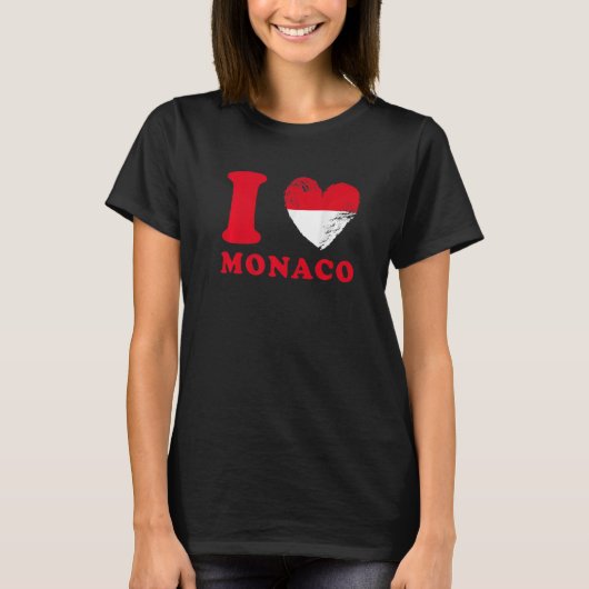 T-shirt I Love Monaco Drapeau en forme de coeur Monaco 1 (Devant)