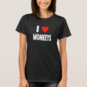 T-shirt I Love Monkeys - Coeur mignon drôle Zoo Animal Mon