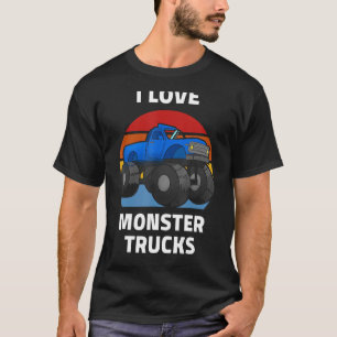 T-shirt I Love Monster Trucks Enfants Adulte Cool Vintage
