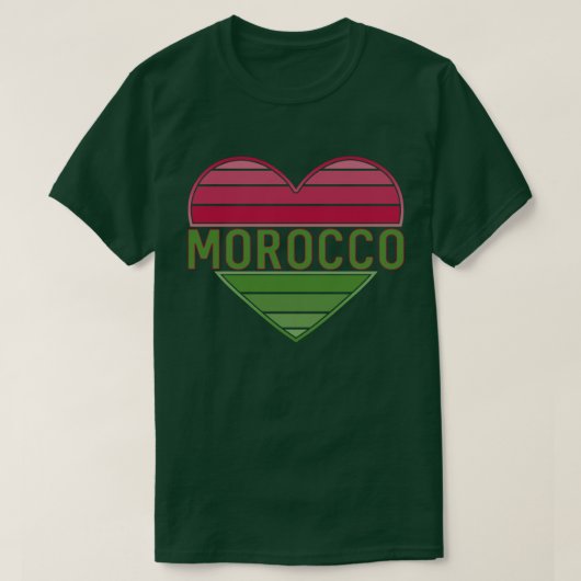 T-shirt I Love Morocco, coeur marocain (Design devant)