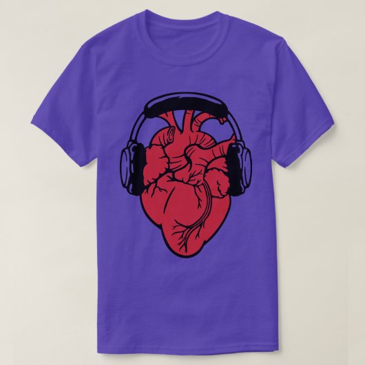 T-shirt I Love Music Headset Coeur anatomique par Tobe Fon (Design devant)