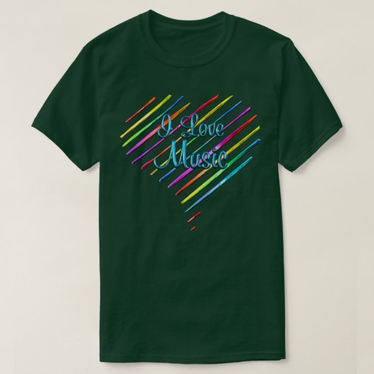 T-shirt I Love Music Striped Heart (Design devant)