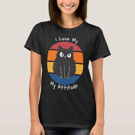 T-shirt I Love My Attitude Problem Sarcastic Cat Kitten An (Devant)