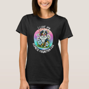 T-shirt I Love My Bernese Mountain Dog Maman Fleurs Chiot 