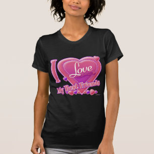 T-shirt I Love My Best Friends rose/violet - coeurs