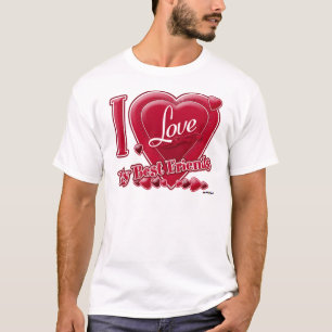 T-shirt I Love My Best Friends rouge - coeur