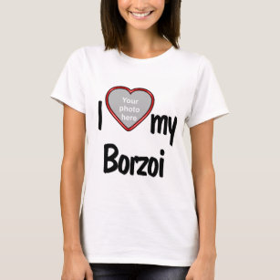 T-shirt I Love My Borzoi - Cadre photo Coeur Rouge mignon