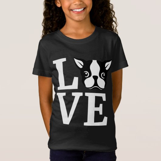 T-Shirt I Love My Bostie Cadeau pour Amoureux des chiens B (Devant)