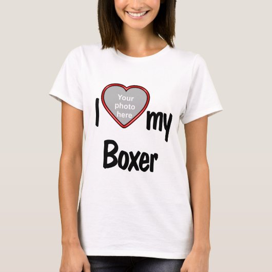 T-shirt I Love My Boxer mignon Coeur doux cadre photo (Devant)