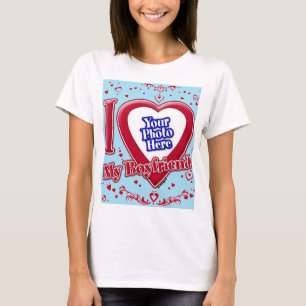T-shirt I Love My Boyfriend Photo Coeurs rouges Horizon bl